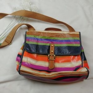 FOSSIL Striped Coated Textile Messenger Handle Sho